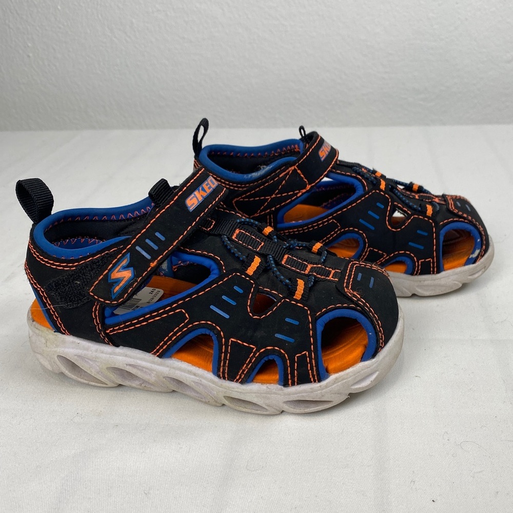 Skechers Kids Boys Girls Hypno Splash Sandal Black Blue Orange Size 10